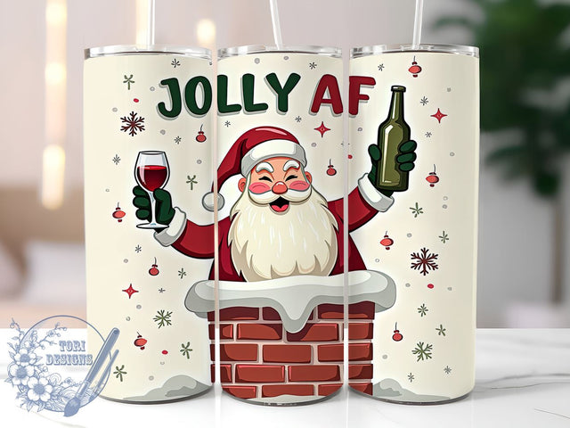 Jolly AF, Funny Santa, Santa Claus Tumbler, 20oz Tumbler, Holiday Humor, PNG File, Christmas Sublimation, Funny Drinkware Sublimation ToriDesigns 