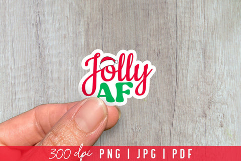 Jolly AF PNG, Funny Christmas Stickers Sublimation CraftLabSVG 