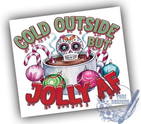 Jolly AF Skeleton, Christmas Tumbler, Skeleton Design, Sublimation PNG, 20 oz Tumbler, Holiday Humor, Spooky Christmas, Funny Holiday Drinkware Sublimation ToriDesigns 