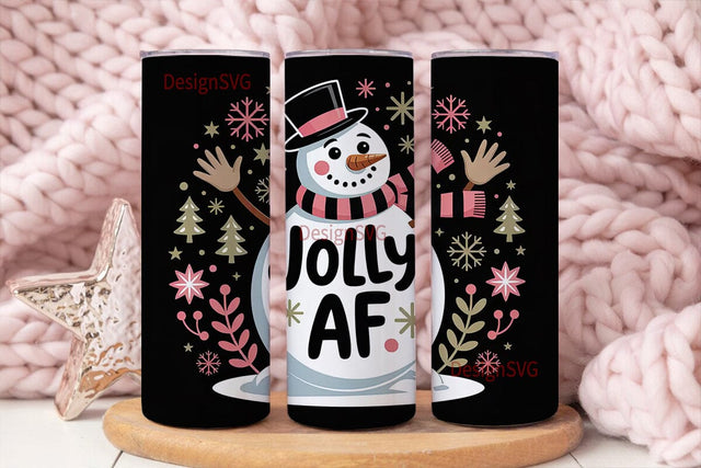 Jolly AF Snowman Christmas 20oz Tumbler Sublimation DesignSVG 