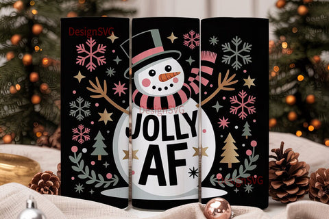 Jolly AF Snowman Christmas 20oz Tumbler Sublimation DesignSVG 