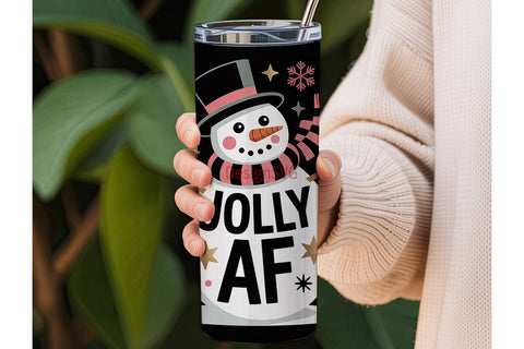 Jolly AF Snowman Christmas 20oz Tumbler Sublimation DesignSVG 