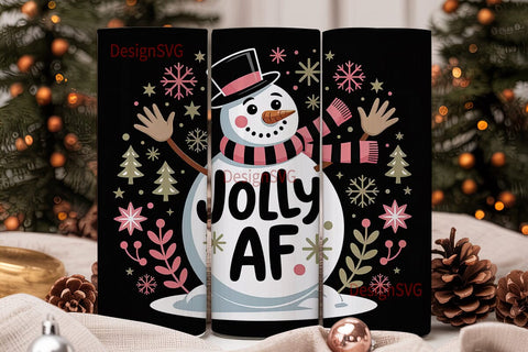 Jolly AF Snowman Christmas 20oz Tumbler Sublimation DesignSVG 