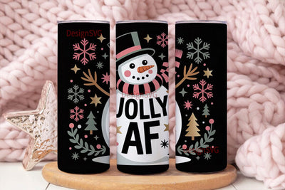 Jolly AF Snowman Christmas 20oz Tumbler Sublimation DesignSVG 