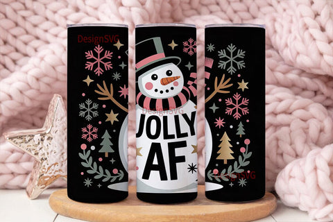Jolly AF Snowman Christmas 20oz Tumbler Sublimation DesignSVG 