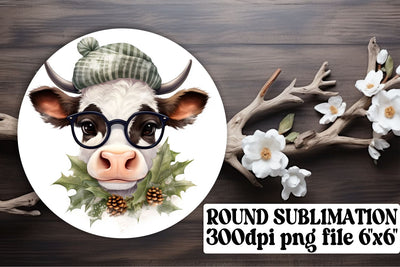 Jolly Christmas Cows - Sublimation Circle Ornament Delight Sublimation afrosvg 