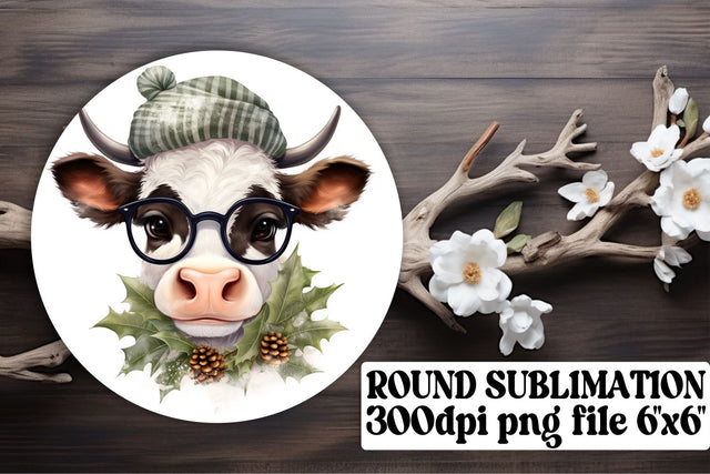 Jolly Christmas Cows - Sublimation Circle Ornament Delight Sublimation afrosvg 