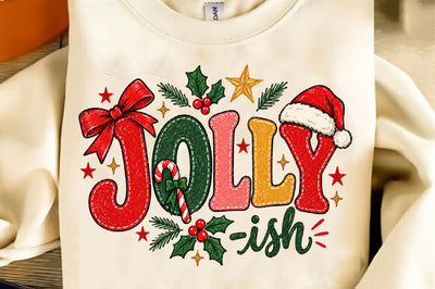 Jolly Ish Christmas Retro Typography PNG Sublimation SVGista 