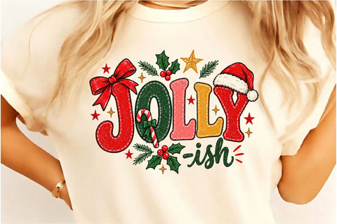 Jolly Ish Christmas Retro Typography PNG Sublimation SVGista 