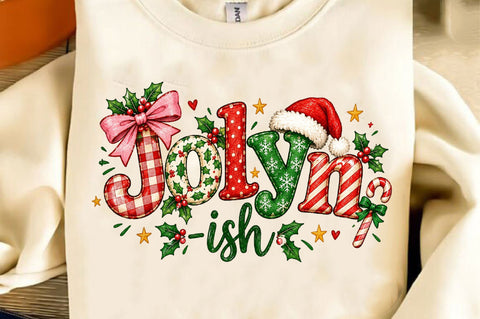 Jolly Ish Christmas Retro Typography PNG Sublimation SVGista 