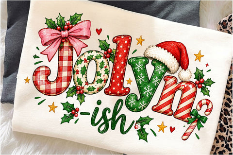 Jolly Ish Christmas Retro Typography PNG Sublimation SVGista 