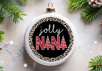 Jolly Nana | Leopard Print Christmas Circle PNG | Holiday Grandma Design Sublimation Print Perfect Design Shop 