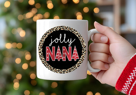 Jolly Nana | Leopard Print Christmas Circle PNG | Holiday Grandma Design Sublimation Print Perfect Design Shop 