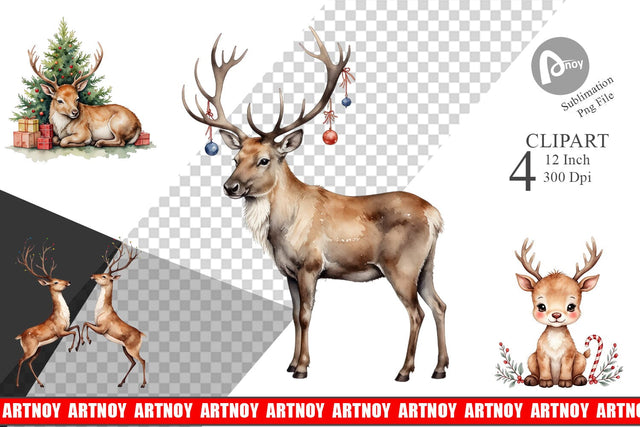 Jolly Reindeer Clipart Sublimation artnoy 