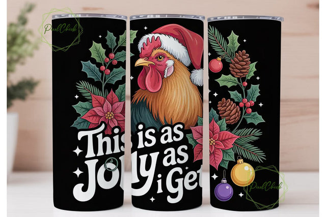Jolly Rooster Christmas 20oz Tumbler Sublimation PixelChick 