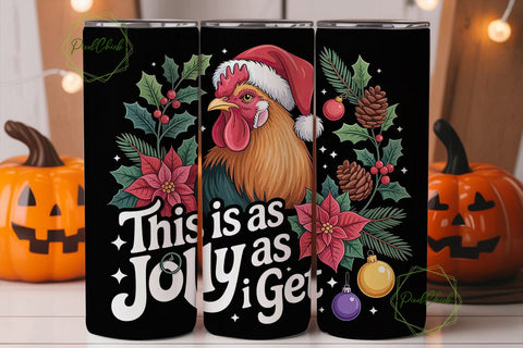 Jolly Rooster Christmas 20oz Tumbler Sublimation PixelChick 