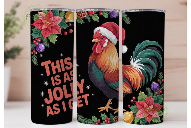 Jolly Rooster Christmas 20oz Tumbler Sublimation PixelChick 
