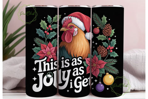 Jolly Rooster Christmas 20oz Tumbler Sublimation PixelChick 