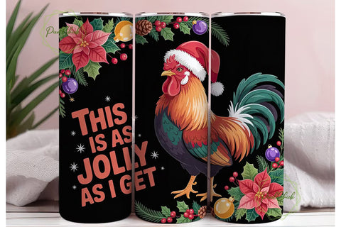 Jolly Rooster Christmas 20oz Tumbler Sublimation PixelChick 