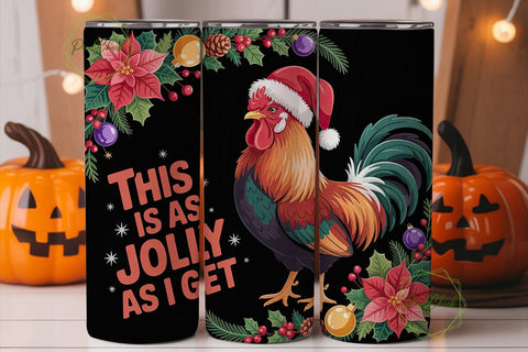 Jolly Rooster Christmas 20oz Tumbler Sublimation PixelChick 