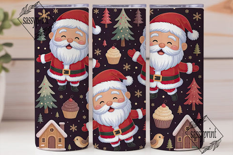 Jolly Santa Christmas 20oz Tumbler Wrap Sublimation sassyprint 