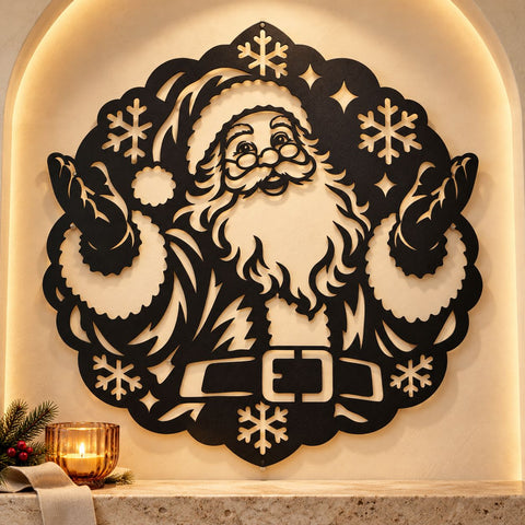 Jolly Santa Claus Laser SVG | Christmas Snowflakes DXF | Santa Metal Wall Art | Holiday Plasma Cutting File | Christmas Decor SVG HappyDesignStudio 