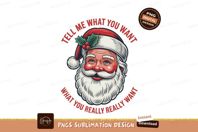 Jolly Santa Claus with Christmas Greeting holiday Sublimation Designangry 