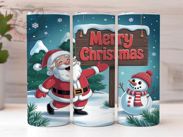 Jolly Santa Merry Christmas Tumbler, Merry Christmas Wrap, 20Oz Skinny Tumbler, Holiday Sublimation Design, Festive Santa Tumbler, Christmas Gift Wrap, Jolly Holiday Tumbler Sublimation Lara' s Designs 