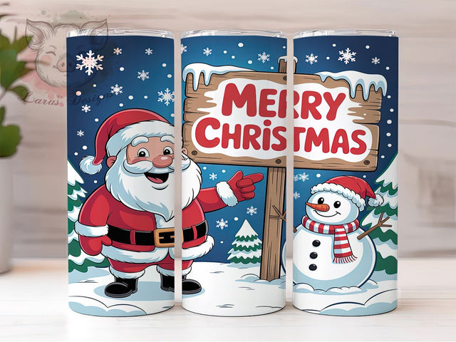 Jolly Santa Merry Christmas Tumbler, Merry Christmas Wrap, 20Oz Skinny Tumbler, Holiday Sublimation Design, Festive Santa Tumbler, Christmas Gift Wrap, Jolly Holiday Tumbler Sublimation Lara' s Designs 