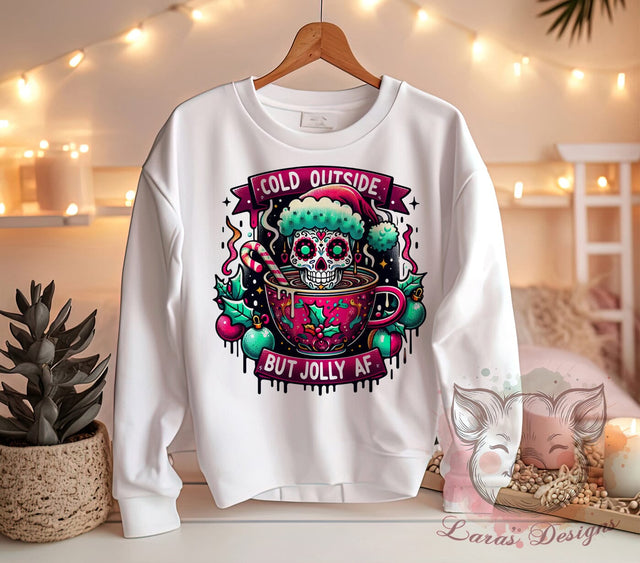 Jolly Skeleton, Christmas Humor, Cold Outside PNG, Skeleton Clipart, Holiday Graphics, Funny Christmas, Whimsical Art, Digital Download Sublimation Lara' s Designs 