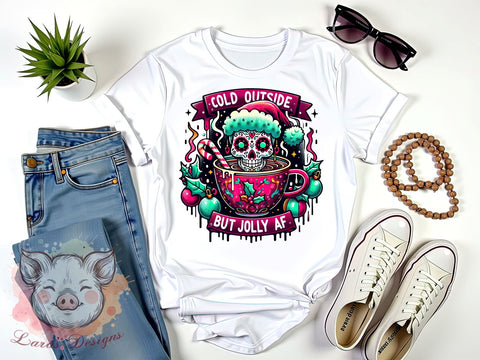 Jolly Skeleton, Christmas Humor, Cold Outside PNG, Skeleton Clipart, Holiday Graphics, Funny Christmas, Whimsical Art, Digital Download Sublimation Lara' s Designs 