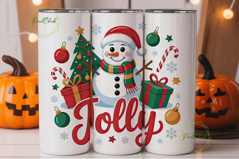 Jolly Snowman Christmas 20oz Tumbler Sublimation PixelChick 