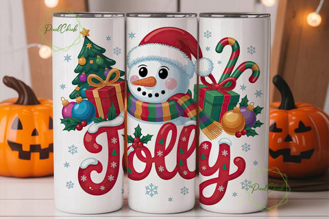 Jolly Snowman Christmas 20oz Tumbler Sublimation PixelChick 