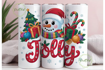 Jolly Snowman Christmas 20oz Tumbler Sublimation PixelChick 