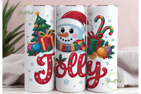 Jolly Snowman Christmas 20oz Tumbler Sublimation PixelChick 