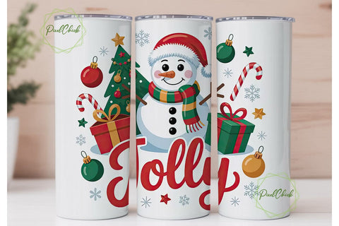 Jolly Snowman Christmas 20oz Tumbler Sublimation PixelChick 