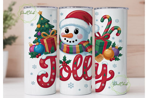 Jolly Snowman Christmas 20oz Tumbler Sublimation PixelChick 