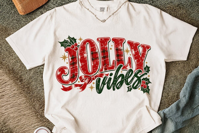 Jolly Vibes Plaid Christmas Bow PNG SVG DesignDestine 