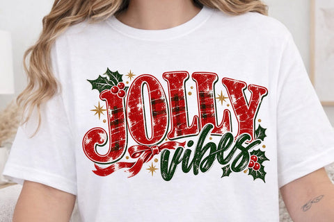 Jolly Vibes Plaid Christmas Bow PNG SVG DesignDestine 