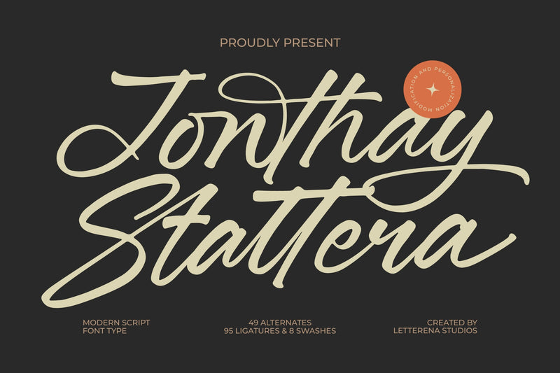 Jonthay Stattera - Modern Script Font Type Font Letterena Studios 
