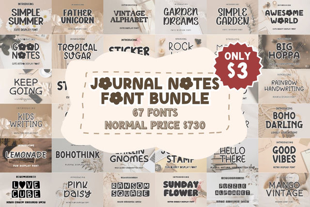Journal Notes Font Bundle Font Masyafi Studio 