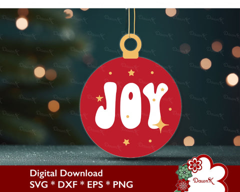 Joy 3D Christmas SVG Ornament - 3 Layer Cut File SVG DawnKDesigns 