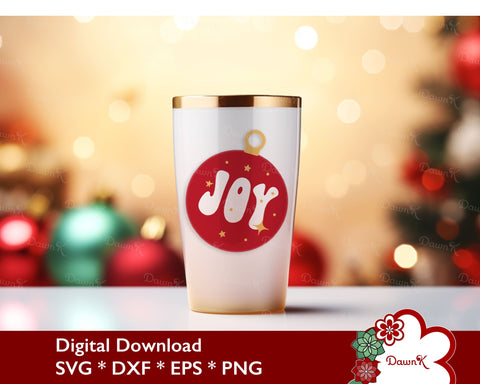 Joy 3D Christmas SVG Ornament - 3 Layer Cut File SVG DawnKDesigns 