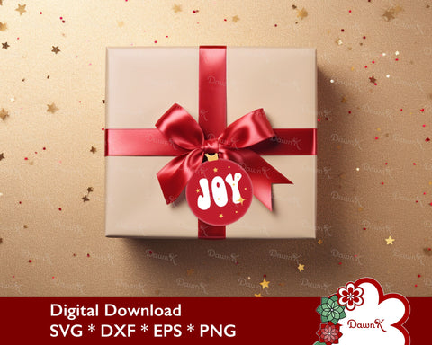 Joy 3D Christmas SVG Ornament - 3 Layer Cut File SVG DawnKDesigns 