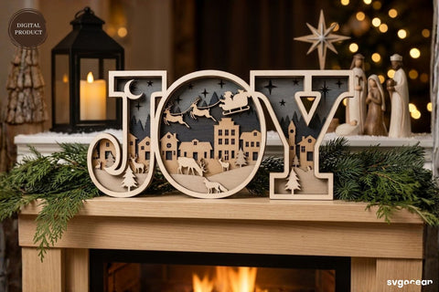 Joy Christmas Shadow Box Laser Cut SVG SvgOcean 