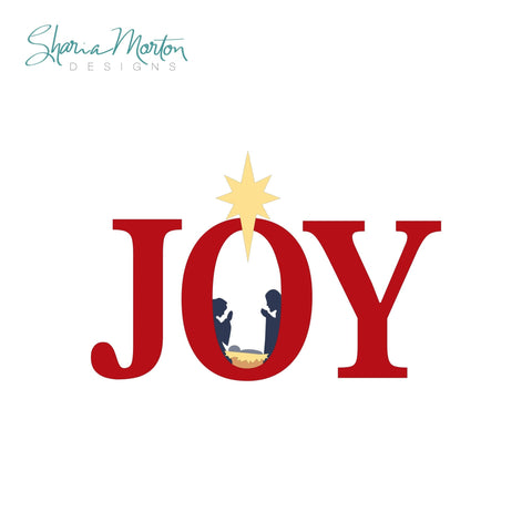 Joy Holy Family | Nativity Manger Scene Christmas Design for Faith-Inspired Decor Sublimation Sharia Morton Designs 