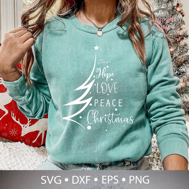 Joy Hope Love Peace Christmas Svg, Christmas Sign Svg, Love Christmas Svg, Peace Christmas Svg, Christmas Shirt Design, Christmas Wreath Svg SVG MaiamiiiSVG 
