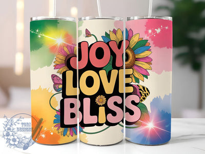 Joy Love Bliss Pride 20oz Tumbler, Joy, Love, Bliss, Tumbler Wrap, Sublimation Design, LGBTQ Pride Sublimation ToriDesigns 