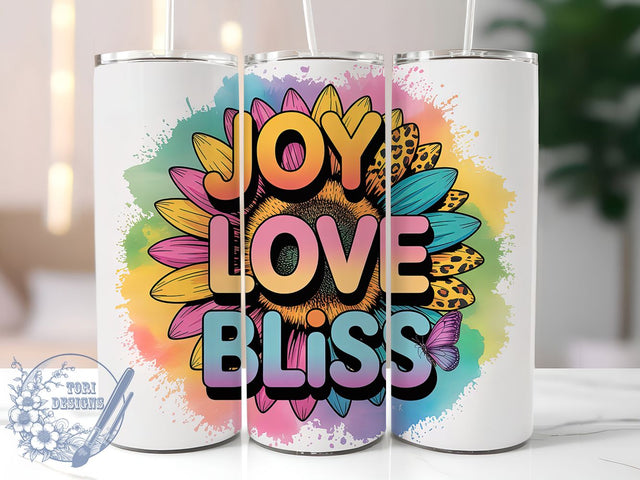 Joy Love Bliss Pride 20oz Tumbler, Joy, Love, Bliss, Tumbler Wrap, Sublimation Design, LGBTQ Pride Sublimation ToriDesigns 