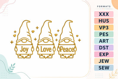 Joy Love Peace Christmas Gnome Embroidery Designs Embroidery/Applique DESIGNS sg embroidery 